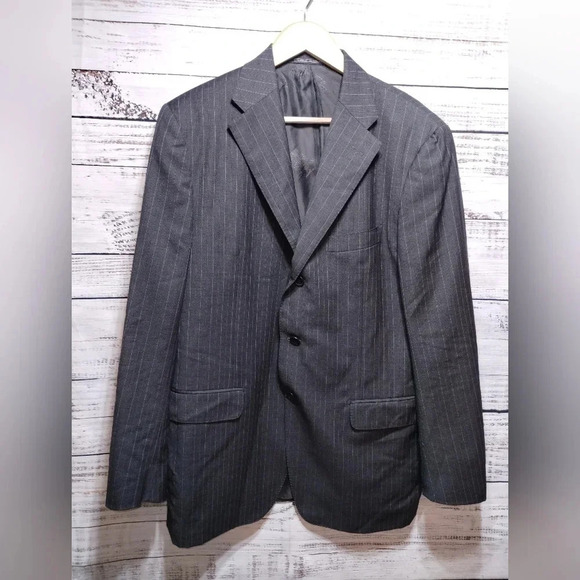 Corneliani S150's Wool Gray Pinstripe Suit Jacket size‎ 52R Italy Evening Event - Picture 9 of 9